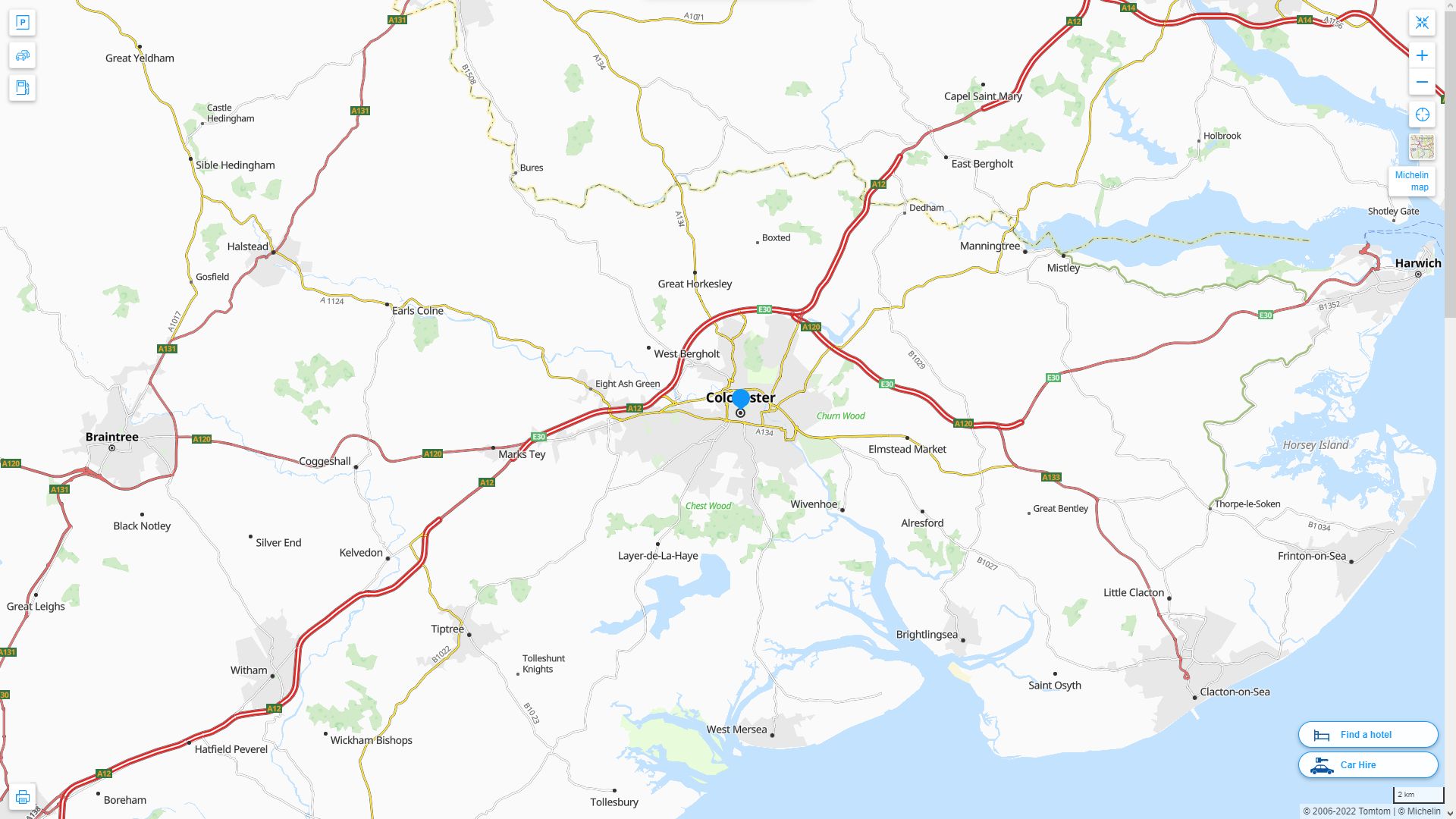 Colchester Royaume Uni Autoroute et carte routiere